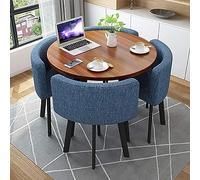 Squisito tavolo da pranzo rotondo moderno con 4 sedie, tavoli e sedie per piccole sale conferenze e ufficio, mobili moderni per sala da pranzo per il tempo libero, per cucina, salotto e soggiorno, col