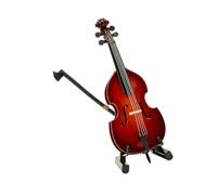 Squisito violoncello in miniatura con supporto e fiocchi, ornamento artistico in legno con struttura in legno, adatto per la decorazione della casa e la decorazione della scrivania regalo violoncello