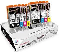 Squuido 10 cartucce d'inchiostro PGI-570XL CLI-571XL PGI-570 CLI-571 compatibili con Canon Pixma MG5750 MG5751 MG5752 MG5753 MG6850 MG6851 MG6852 MG6853 MG7750 TS5050 TS5051 TS6050 TS6051 TS6052