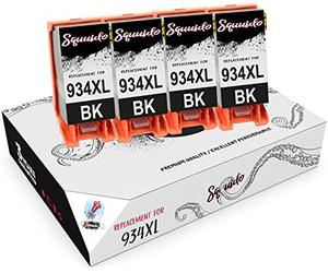 Squuido 4 nero cartucce d'inchiostro 934 XL 934XL C2P23AE compatibili con HP OfficeJet Pro 6830 6230 6220 6825 6835 OfficeJet 6820 6815 6812 | Alta Resa 1000 pagine