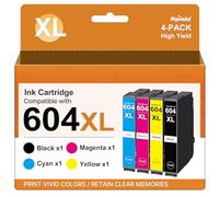 Sqwekd 604XL Cartucce d'inchiostro Compatibili per Epson 604 XL Multipack per Expression Home XP-2200 XP-2205 XP-3200 XP-4200 Workforce WF-2910DWF WF-2930DWF WF-2935DWF WF-2950DWF (4 Pack)