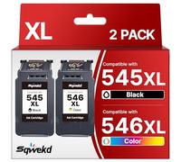 Sqwekd PG-545XL CL-546XL Rigenerata Cartucce Sostituzione per Canon 545 546 XL per Pixma MX490 MX495 IP2850 IP2840 MG2455 MG2550 MG2555 MG2950 TS205 TS3150 TS305 TR4550 (1 Nero, 1 Tri-Colore)