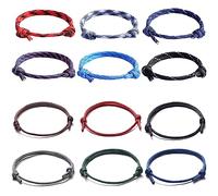 Sqxaldm Set di 12 Braccialetti Intrecciati in Corda Marina per Uomo e Donna Braccialetti da Surf Nautico Regolabili Fatti a Mano Design Minimalista in Corda Blu Navy