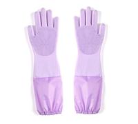 SQYDFDC 2 paia di guanti per la pulizia in silicone, guanti per lavare in cucina per la casa, durevoli, riutilizzabili, maniche lunghe (17 pollici) Viola No velvet inside2pcs