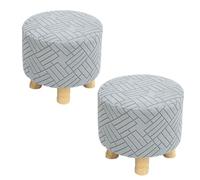 SQYDFDC Protettore a poggiapiedi quadrati e rotondi elastici con fondo elastico, tessuto di velluto jacquard morbido e durevole (2 pezzi) Dark gray Square bench cover2pcs