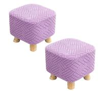 SQYDFDC Protettore a poggiapiedi quadrati e rotondi elastici con fondo elastico, tessuto di velluto jacquard morbido e durevole (2 pezzi) Light purple Square bench cover2pcs