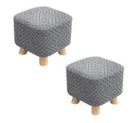 SQYDFDC Protettore a poggiapiedi quadrati e rotondi elastici con fondo elastico, tessuto di velluto jacquard morbido e durevole (2 pezzi) Light gray Square bench cover2pcs