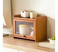 SQYHYTS Dispensa da Cucina A 2 Ripiani Armadio da Pranzo con Ante A Battente Include Anta Ribaltabile Ampio Contenitore per Il Pane Credenza in bambù per Organizzare Chicchi di caffè,2 Tier,35cm