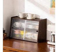 SQYHYTS Mobile Contenitore da Appoggio Indipendente Dotato di Anta Scorrevole Credenza A 2 Ripiani Piccola Credenza da Cucina in bambù per Riporre Tazze, Barattoli di Spezie,Coffee Brown,32cm
