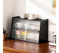 SQYHYTS Mobile Contenitore da Appoggio Indipendente Dotato di Anta Scorrevole Credenza A 2 Ripiani Piccola Credenza da Cucina in bambù per Riporre Tazze, Barattoli di Spezie,Nero,32cm