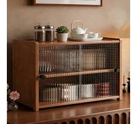 SQYHYTS Mobile Contenitore da Appoggio Indipendente Piccola Credenza da Cucina in bambù Dotato di Ante E Ripiani Rimovibili Espositore da Tavolo Multiuso per Tazze da caffè E Libri,2 Tiers,50cm