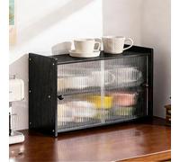 SQYHYTS Piccola Credenza da Cucina in bambù Organizer da Banco Capiente Elegante Contenitore per Il Pane con Ante Contenitore Multifunzionale per Conservare Barattoli di Spezie,Nero,35cm
