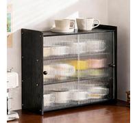SQYHYTS Piccola Credenza da Cucina in bambù Organizer da Banco Capiente Elegante Contenitore per Il Pane con Ante Contenitore Multifunzionale per Conservare Barattoli di Spezie,Nero,50cm