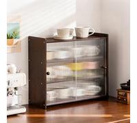 SQYHYTS Piccola Credenza da Cucina in bambù Organizer da Banco Capiente Elegante Contenitore per Il Pane con Ante Contenitore Multifunzionale per Conservare Barattoli di Spezie,Coffee Brown,50cm