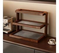 SQYHYTS Portatazze da Banco Stretto Organizer A 3 Ripiani per tè E caffè Espositore da Tavolo Multiuso Armadietto da Cucina Piccolo E Indipendente per Camere da Letto, Soggiorni,Walnut,3 Tiers