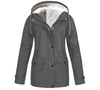 SQYZRZ 2025 New Fleece Lined Raincoat for Women Waterproof Lightweight Zip Up Hooded Jacket Winter Rain Jackets (Gray,5XL)