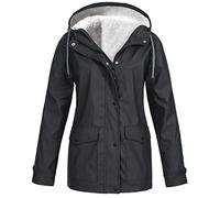 SQYZRZ 2025 New Fleece Lined Raincoat for Women Waterproof Lightweight Zip Up Hooded Jacket Winter Rain Jackets (Dark Gray,4XL)