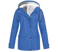 SQYZRZ 2025 New Fleece Lined Raincoat for Women Waterproof Lightweight Zip Up Hooded Jacket Winter Rain Jackets (Sky Blue,XXL)