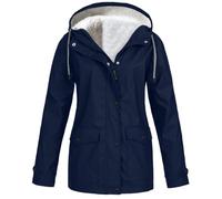 SQYZRZ 2025 New Fleece Lined Raincoat for Women Waterproof Lightweight Zip Up Hooded Jacket Winter Rain Jackets (Blue,5XL)