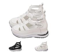 SQYZRZ 2025 New Side Adjustable Hook and Loop Comfortable Wedge Sandals, Women's Hollow Out Breathable Platform Wedge Sandals Sneakers (White,43)