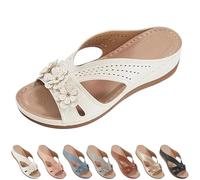 SQYZRZ 2025 New Summer Sandals for Women Slip On Dressy Summer Comfortable Slides Sandals Lightweight Memory Foam Platform Shoes (White,41)