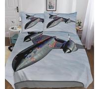 SR-71 Nerobird Set Copripiumino Double(200x200cm), Biancheria Da Letto Bombardieri Pattern Printed with Zipper Closure, Home Decro, Soft Microfiber Duvet Per Adulti E Bambini