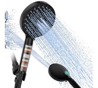 SR SUN RISE Filtered Shower Head with Handheld, High Pressure 9 Spray Mode Matte Black Showerhead with Filters, detachable shower head,Water Softener Filters Beads for Hard Water - Remove Chlorine