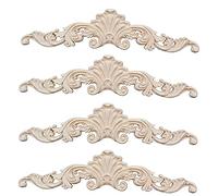 Srcasy 4 Pezzi Fregi Legno Decorativi, Applique in Legno Intagliato, Mobili in Legno Intagliato, Decalcomania del Mobile Intagliata, Intagliato Wooden, per Telaio Non Verniciato, Armadio, Armadio