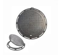 SRDCAIM Chiusino Rotondo e Telaio Chiusino per acque piovane in ghisa duttile Coperchio di ispezione per Esterni Resistente Piastra di Scarico fognario Esterna per Cortili(50x50cm/19.7x19.7in)