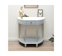 SRDCAIM Consolle a mezza luna in legno massello, tavolo d'ingresso in stile rustico vintage per appartamento, soggiorno, camera da letto e corridoio(White,80cm/31.5in)