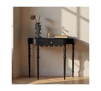 SRDCAIM Consolle a mezza luna per ingresso con cassetto portaoggetti, tavolino da divano in legno massello in stile rustico con gambe in stile romano, per corridoio, soggiorno e ufficio(Black)