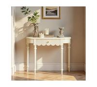 SRDCAIM Consolle a mezza luna per ingresso con cassetto portaoggetti, tavolino da divano in legno massello in stile rustico con gambe in stile romano, per corridoio, soggiorno e ufficio(White)