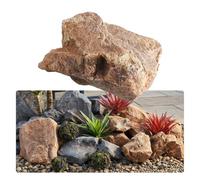 SRDCAIM Copertura Decorativa Effetto Roccia, Finta Pietra per Esterni | Ideale per nascondere teste di pozzi e tubature; adatta a giardini, prati, laghetti e spazi verdi(Yellow,33x23x23cm)