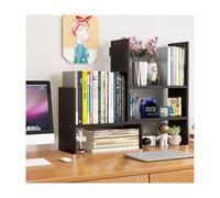 SRDCAIM Libreria da scrivania regolabile in legno, Scrivania salvaspazio Scaffale libreria scaffale espandibile per forniture da ufficio organizer da scrivania(Black,15CM/5.9in)