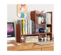 SRDCAIM Libreria da scrivania regolabile in legno, Scrivania salvaspazio Scaffale libreria scaffale espandibile per forniture da ufficio organizer da scrivania(Brown,20CM/7.9in)