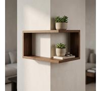 SRDCAIM Mensola angolare esterna, mensole sospese intelligenti da 40/60 cm per statuette e oggetti da collezione, scaffale espositivo a parete per camera da letto, soggiorno(Brown,L40cm)