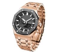 SRDRK Per GA2100STHB-7A Mod Kit Accessori con coperchio inferiore GA2100 Modello Rovere All Metal Bezel Strap Style Watch Band, Misura unica