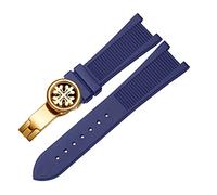 SRDRK Per Pp Patek Philippe Silicone Watch Belt 5711 5712G Nautilus Watch Strap Interface speciale 25mm*13mm Canda(Blue-gold-B)
