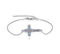 Sreadx Braccialetto con croce con semi di senape, in argento Sterling S925, gioiello per fede cristiana, regalo per donne e ragazze