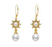 Sreadx Orecchini pendenti vintage con perle di sole da donna in argento Sterling S925 con perla di sole, gioielli regalo per madre moglie