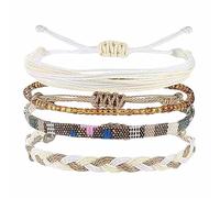 SREFGAS Bracciale da surfista boho per uomo e donna, regolabile, 18 cm, braccialetto dell'amicizia, in tessuto estivo, da spiaggia, da spiaggia, da 1 set, 18 cm, Cotone, Senza Gemstone