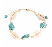 SREFGAS Bracciale da uomo e donna, regolabile, 16 - 29 cm, con tartaruga marina, per spiaggia, gioielli da spiaggia, conchiglie, bracciali Seashell Sea Turtle Bracelets 1 pezzo