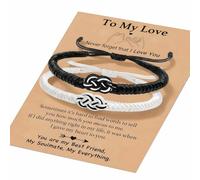 SREFGAS Kit bracciale per uomo e donna, regolabile, 17 - 29 cm, con nodo portafortuna, bracciale da donna