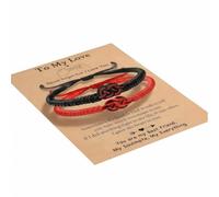 SREFGAS Kit bracciale per uomo e donna, regolabile, 17 - 29 cm, con nodo portafortuna, bracciale da donna, 17-29 cm, corda, Senza Gemstone
