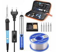 SREMTCH Saldatore a Stagno,Saldatura Kit con Temperatura Regolabile 200℃〜450℃ Saldatore Professionale con interruttore ON/OFF Accessori Vari e Borsa per il Trasporto per la Manutenzione Elettronica