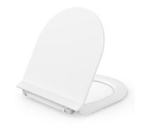 SREWOHS PRO Copriwater con abbassamento automatico a forma di D, corto, 42,7 x 36,4 cm, bianco, in duroplast, Slim Line, con chiusura rapida