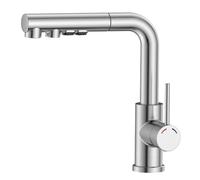 SREWOHS PRO Rubinetto da cucina estraibile con 3 modalità di acqua, rubinetto lavello in acciaio inox 304, girevole a 360°, rubinetto da cucina a L con doccia estraibile