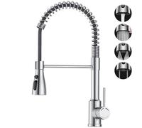 SREWOHS PRO - Rubinetto da cucina, miscelatore per lavello da cucina, con 4 funzioni, girevole a 360°, maniglia singola ad arco alto, in acciaio inox, rubinetto da cucina commerciale per raccordi…