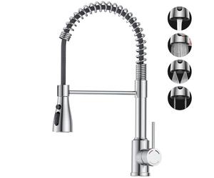 SREWOHS PRO Rubinetto Lavello Cucina Estraibile, Molla Miscelatore Cucina con 360° Bocca Girevole, Rubinetti Cucina con Doccetta,4 Modalità,Acciaio Inossidabile Rubinetti per Lavello a vasca Singola