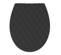 SREWOHS PRO Sedile WC universale, nero, a forma di O con chiusura ammortizzata, con sgancio rapido, cerniere regolabili, design antiscivolo, nero